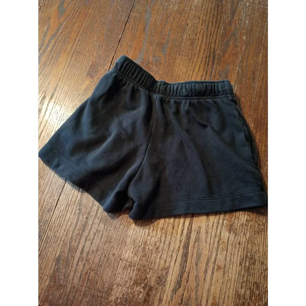 XS Nike Black Elastic Drawstring Waist Pull On Fleece Shorts Casual Athletic